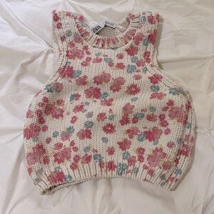 Zara Multicolor Floral Knit Sweater Tank